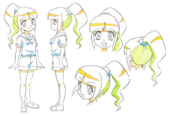 アニメのキャラクターデザインの作画例